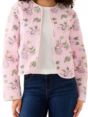 NWOT! crown & ivy Pink Quilted Floral Open-Front Jacket